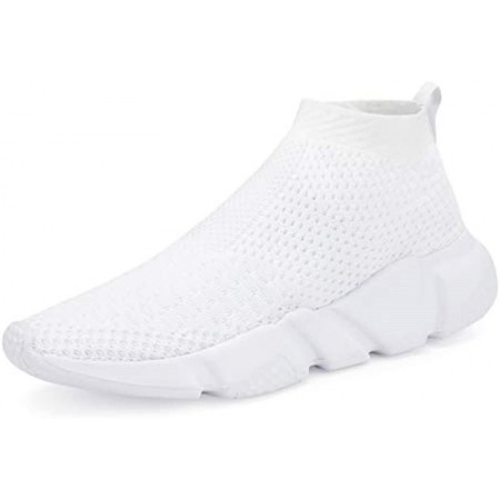 Slip-On Sneakers Breathable Lightweight Athletic Running Shoes White